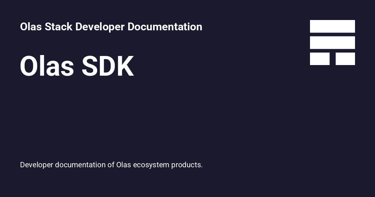 Olas SDK - Olas Stack Developer Documentation